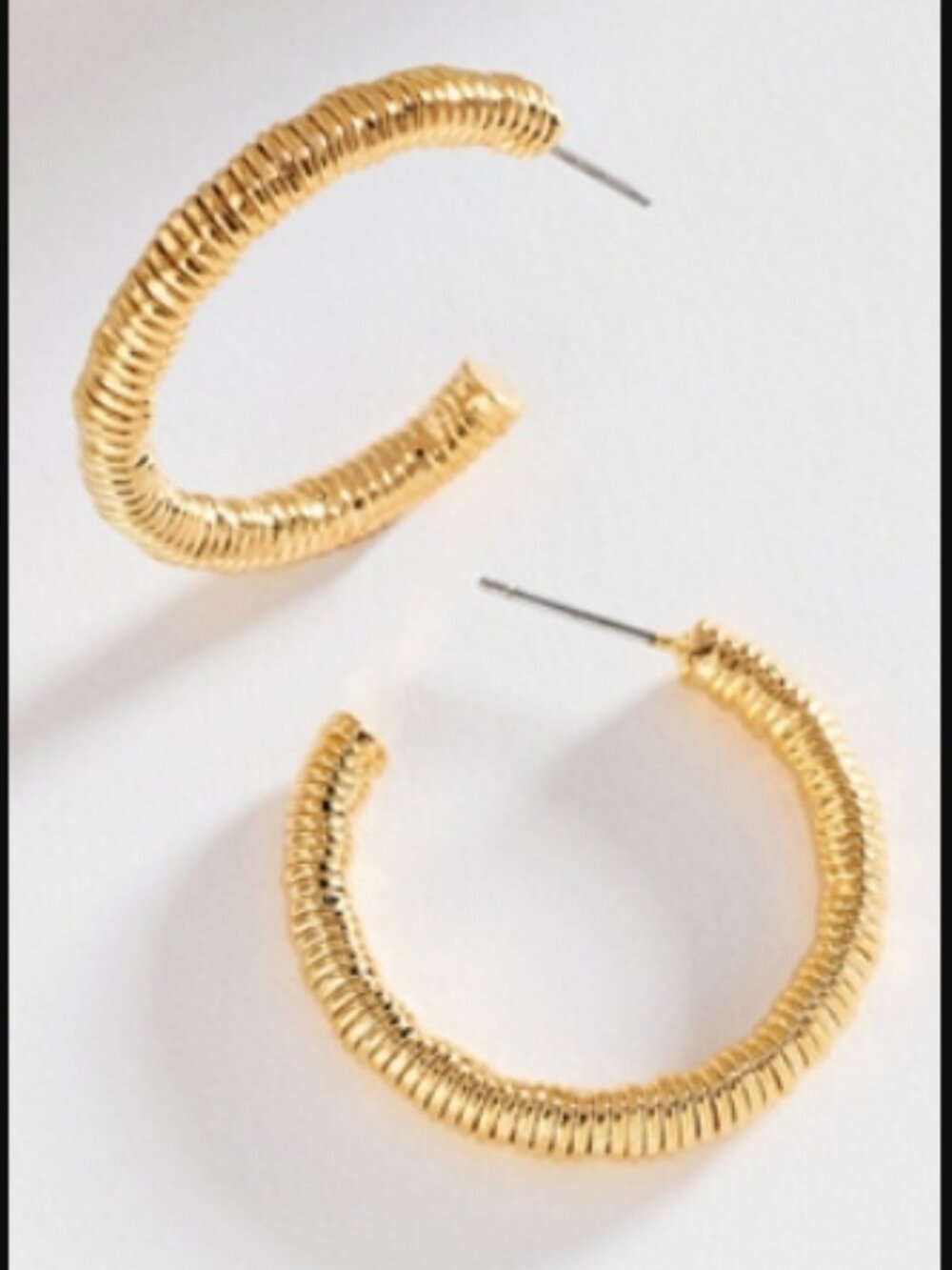 NWT Anthropologie Ribbed Hoop Earrings 14k gold-plated brass
